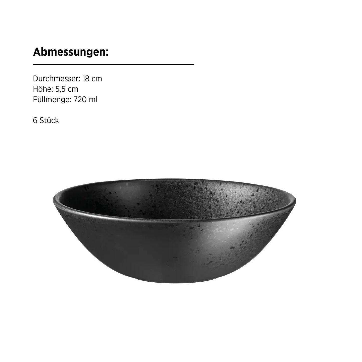 Purist Bowl | 6-Piece Set | Black | Stoneware | Made in Portugal