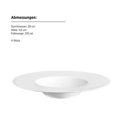 Assiettes gourmets Saturno | 4 pièces | Blanc | Porcelaine | Fabriqué au Portugal