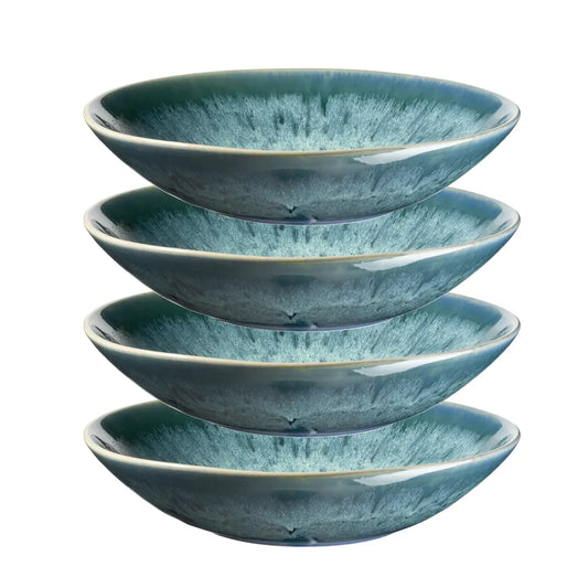 Nova Teller tief | 4-tlg. | Blau | Steinzeug | Made in Portugal