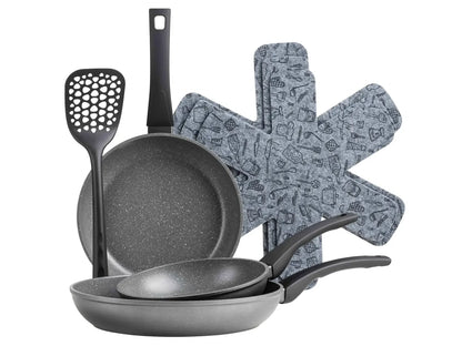 Leone – Set de casseroles | 7 pièces | Noir | Aluminium