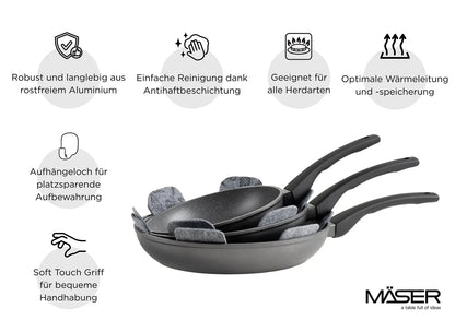 Leone – Set de casseroles | 7 pièces | Noir | Aluminium