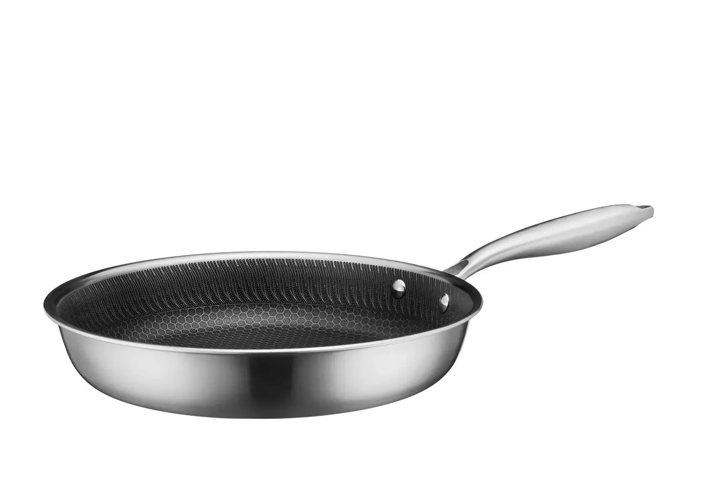 Vulcano Ceramica Bratpfanne, keramikbeschichtet mit Wabenstruktur | Silber / Schwarz | Edelstahl 18/10