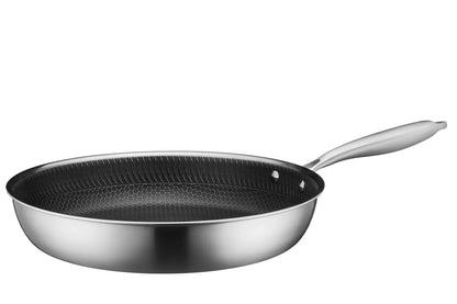 Vulcano Ceramica Bratpfanne, keramikbeschichtet mit Wabenstruktur | Silber / Schwarz | Edelstahl 18/10