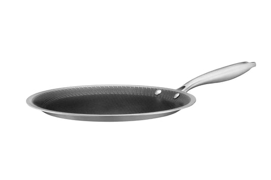 Vulcano Ceramica Crêpe-Pfanne, keramikbeschichtet mit Wabenstruktur | Silber / Schwarz | Edelstahl 18/10