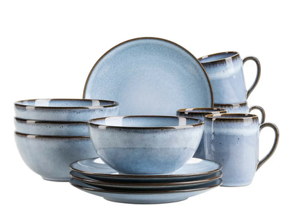 Fume Frühstückset | 12-tlg. | Blau | Steinzeug | Made in Portugal