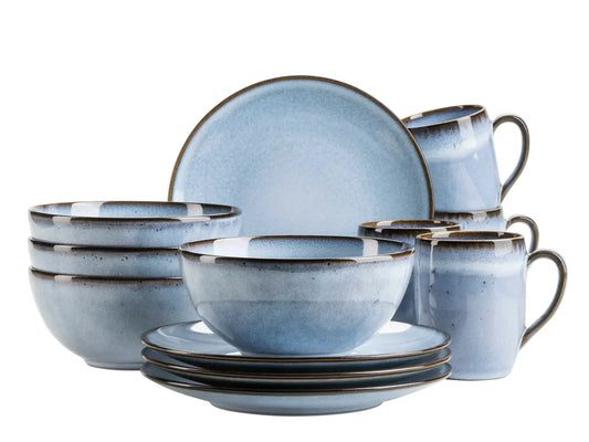 Fume Frühstückset | 12-tlg. | Blau | Steinzeug | Made in Portugal