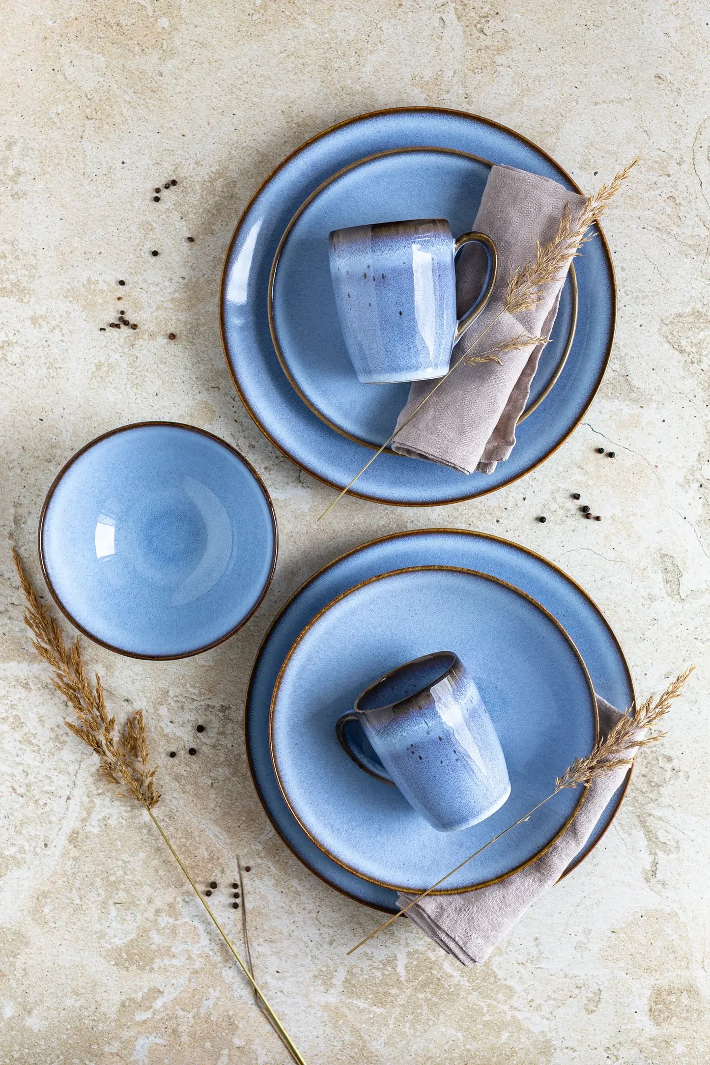 Fume Speiseset | 8-tlg. | Blau | Steinzeug | Made in Portugal
