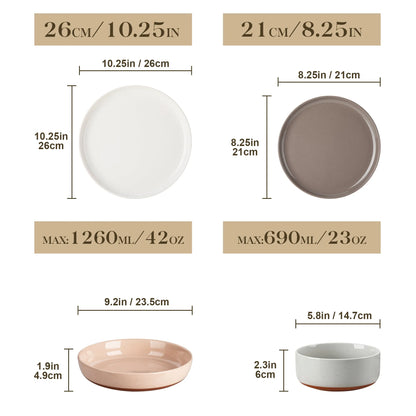 "Ivory - Pure" Kollektion | 16/32/48-tlg. Geschirr Set | Bunt | Steingut - Töpferkunst | Steingut Geschirrsets