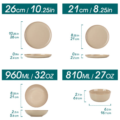 "Chic" Kollektion | 16-tlg. Geschirr Set | Beige | Steingut