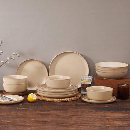 "Chic" Kollektion | 16-tlg. Geschirr Set | Beige | Steingut