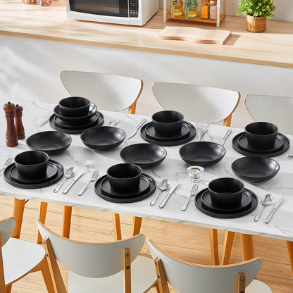 Chic Geschirr-Set 24-teilig, Schwarz – Steingut