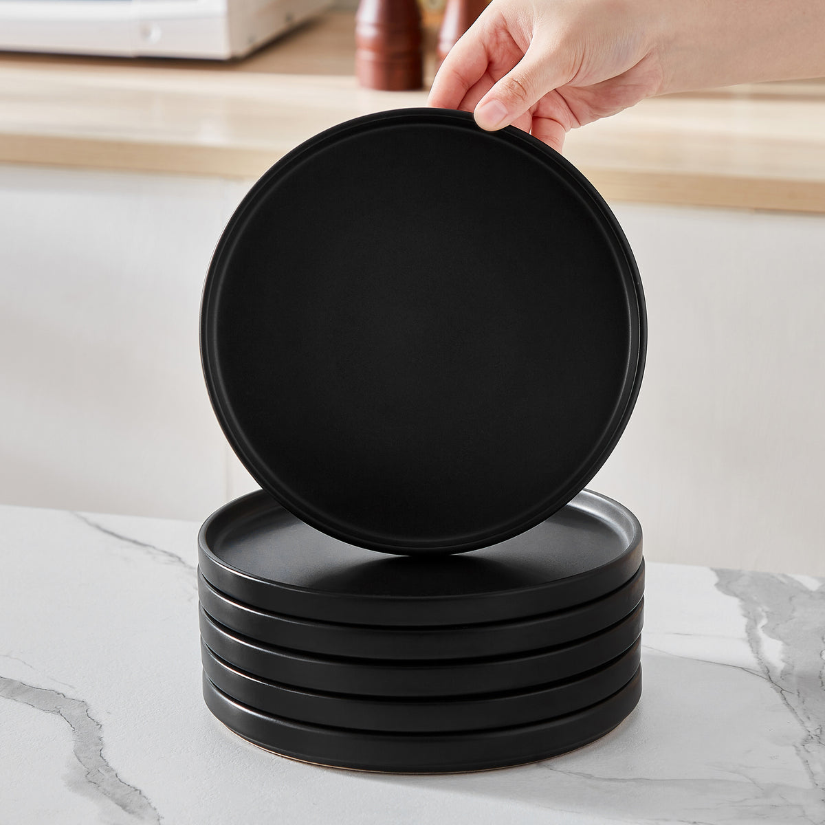 Chic Geschirr-Set 24-teilig, Schwarz – Steingut