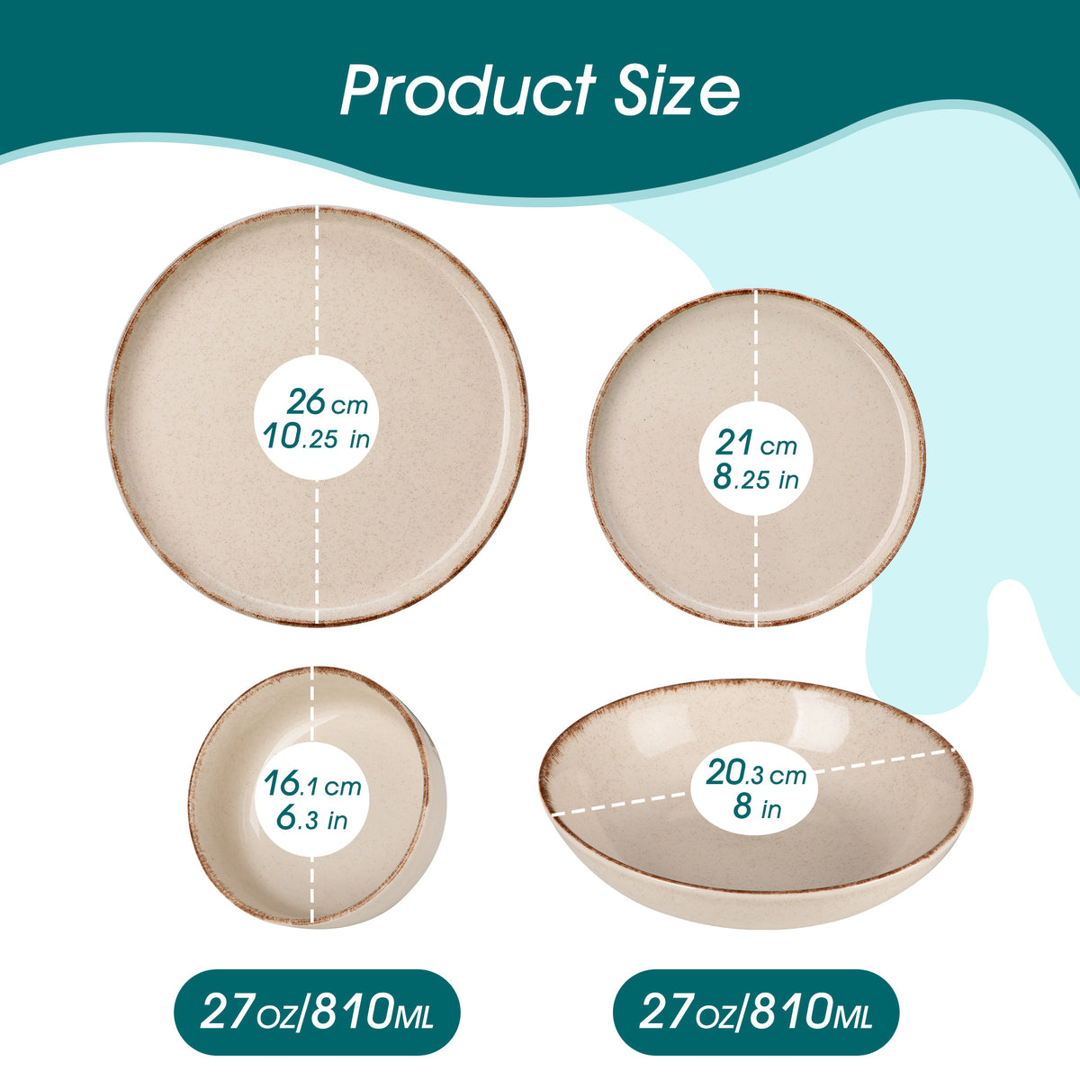 Chic Geschirr-Set 24-teilig, Beige – Steingut