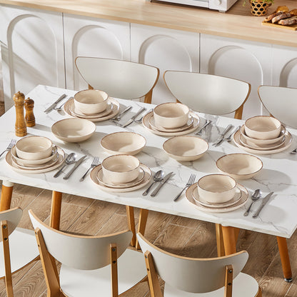 Chic Geschirr-Set 24-teilig, Beige – Steingut
