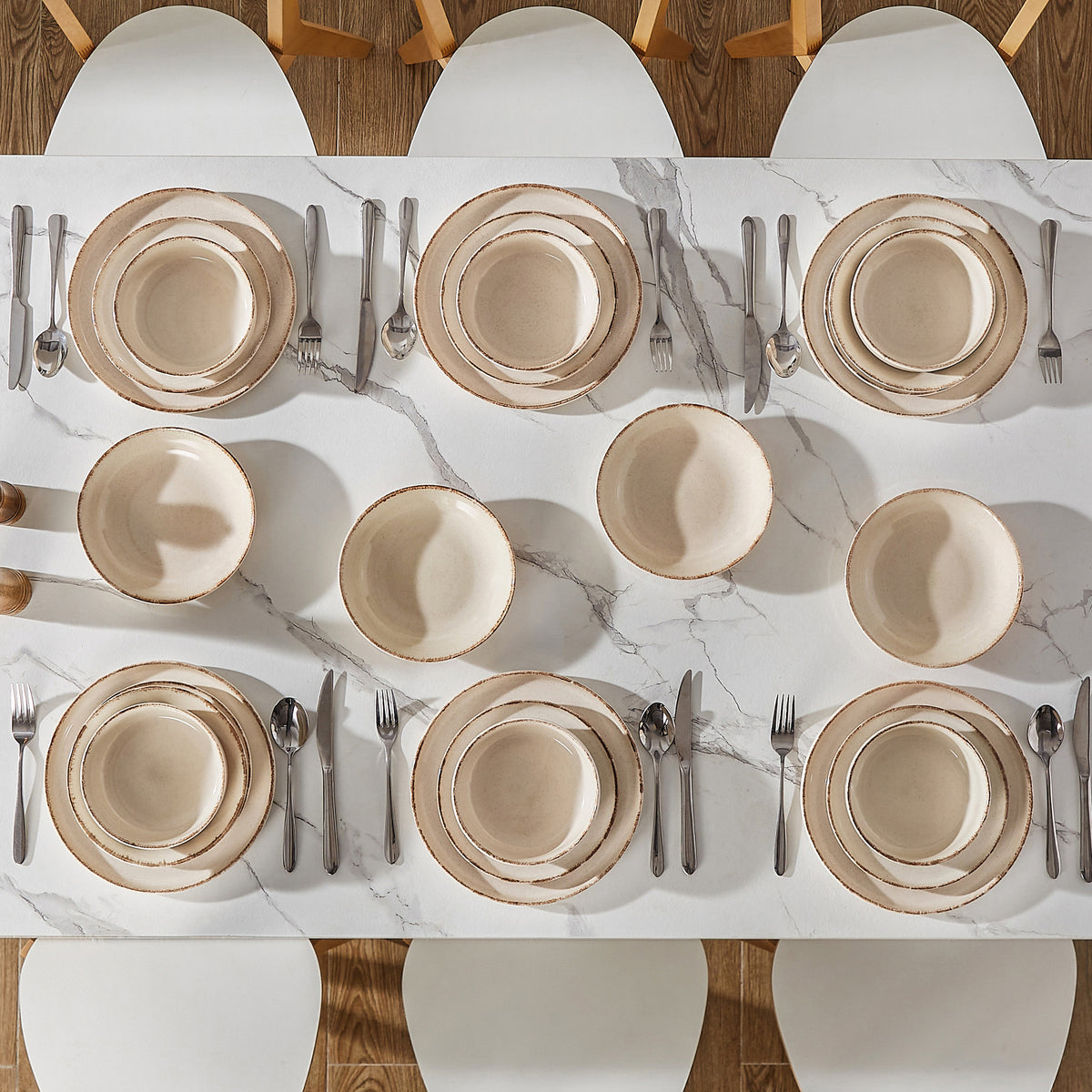 Chic Geschirr-Set 24-teilig, Beige – Steingut
