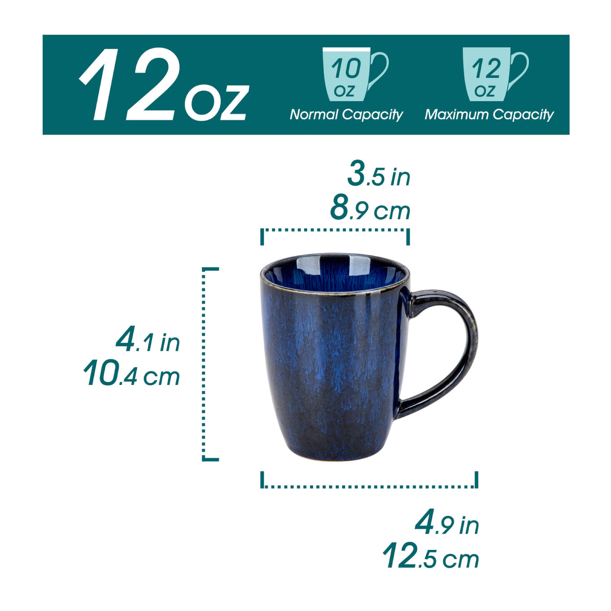 Color Tassen-Set 6-teilig, 360/480 ml, Blau – Steingut – 360 ml