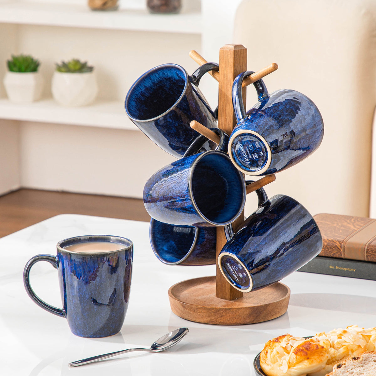 Color Tassen-Set 6-teilig, 360/480 ml, Blau – Steingut – 360 ml