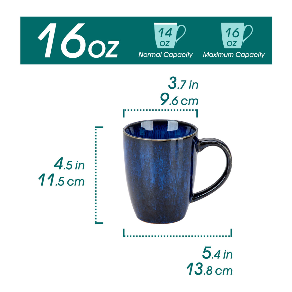 Color Tassen-Set 6-teilig, 360/480 ml, Blau – Steingut – 480 ml
