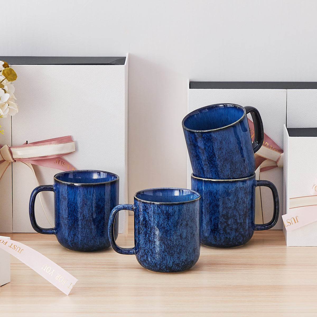 Color Pure Becher-Set 4-teilig, 480 ml, Blau – Steingut