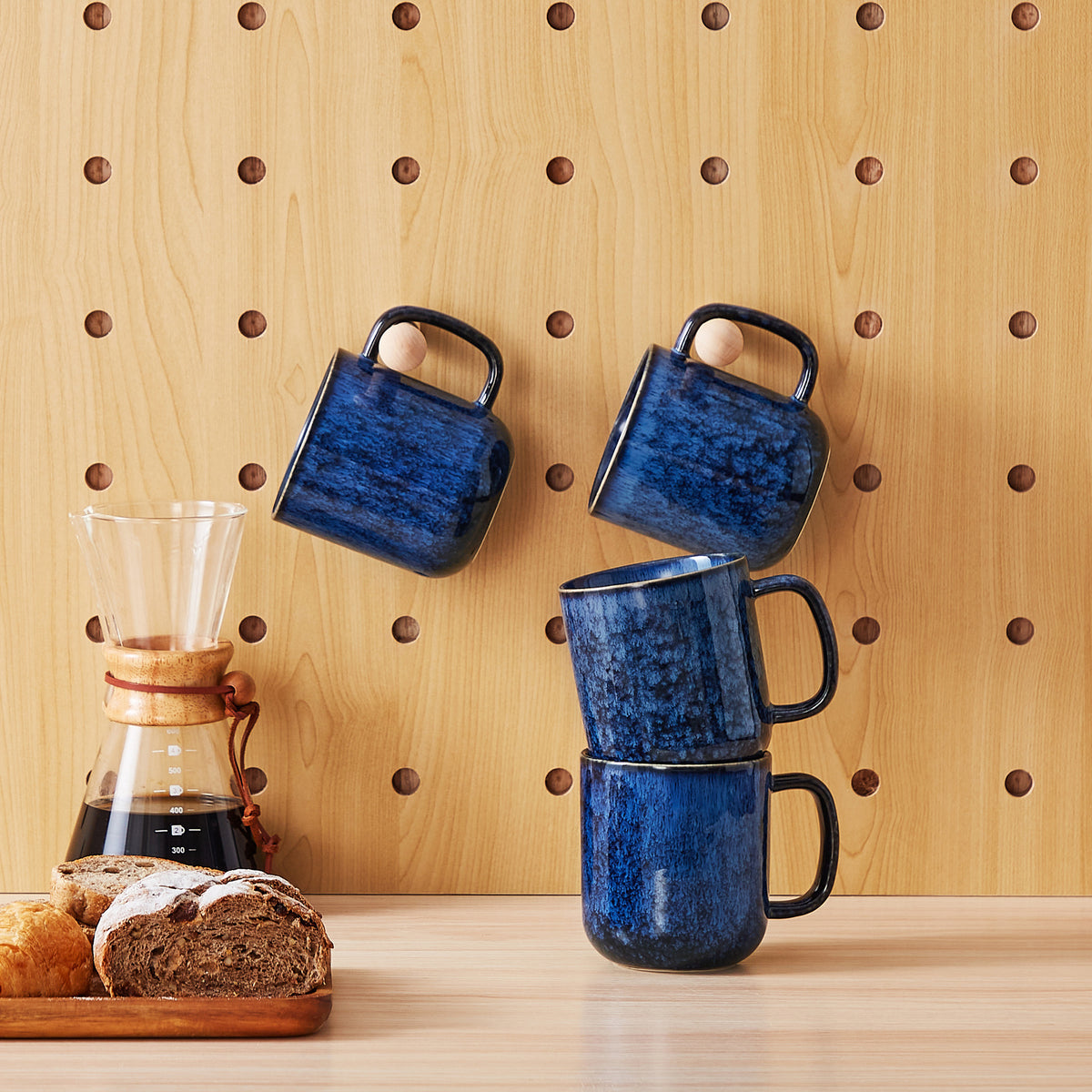 Color Pure Becher-Set 4-teilig, 480 ml, Blau – Steingut