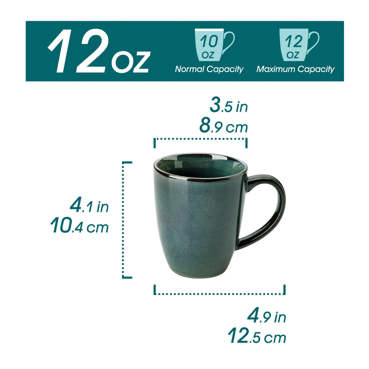 Color Tassen-Set 6-teilig, 360/480 ml, Grün – Steingut – 360 ml