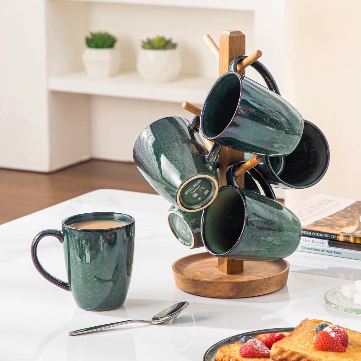 Color Tassen-Set 6-teilig, 360/480 ml, Grün – Steingut – 360 ml