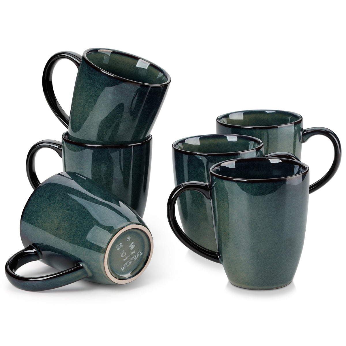 Color Tassen-Set 6-teilig, 360/480 ml, Grün – Steingut – 360 ml