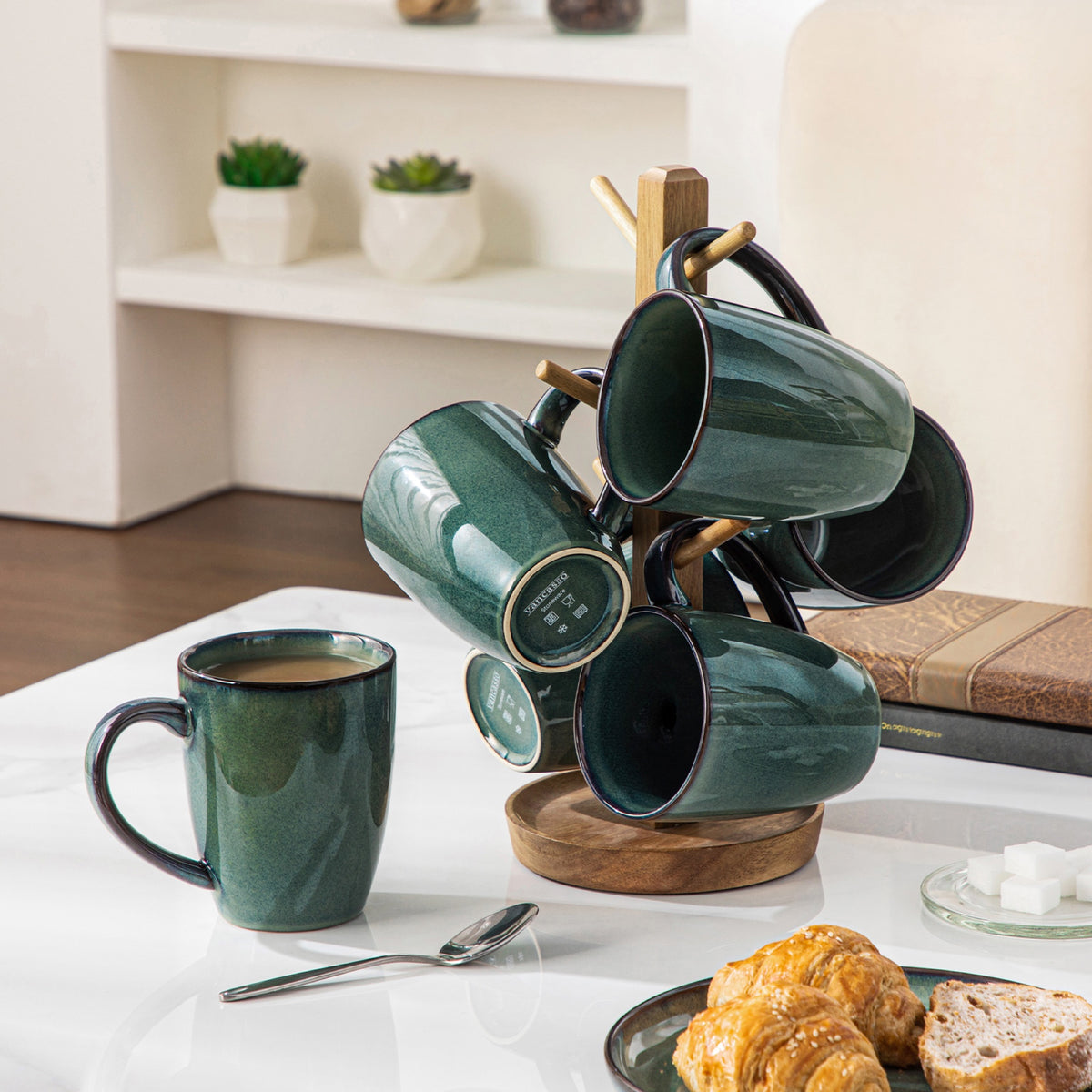 Color Tassen-Set 6-teilig, 360/480 ml, Grün – Steingut – 480 ml