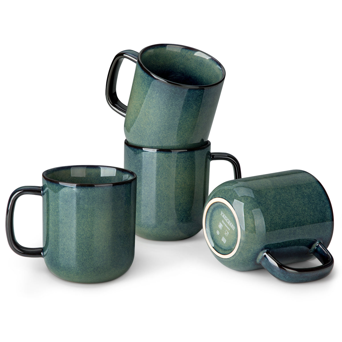 Color Pure Becher-Set 4-teilig, 480 ml, Grün – Steingut