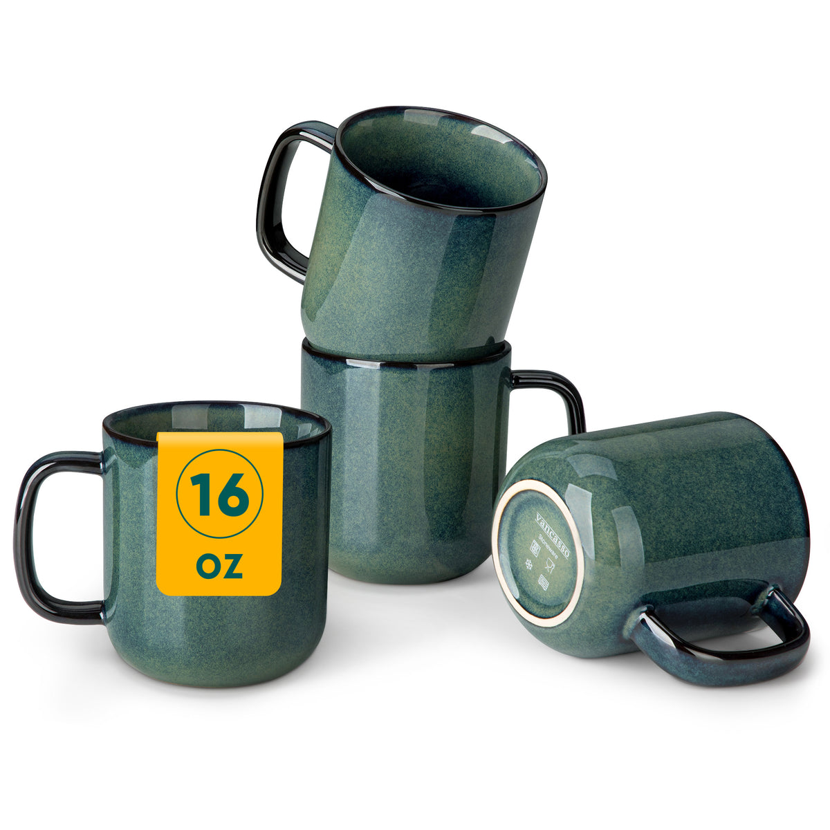 Color Pure Becher-Set 4-teilig, 480 ml, Grün – Steingut