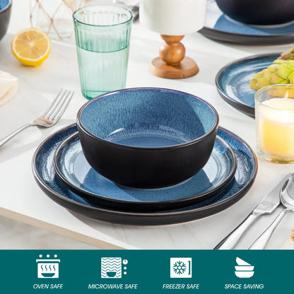 "Chic" Kollektion | 18/36-tlg. Geschirr Set | Blau | Steingut