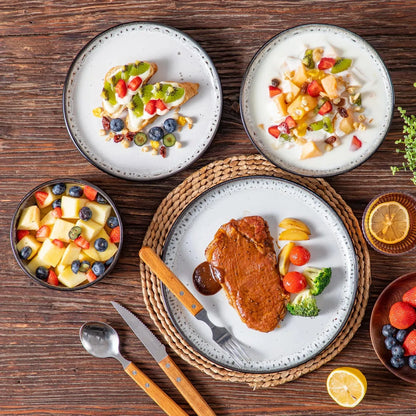 "Chic" Kollektion | 16/24-tlg. Geschirr Set | Weiß, Schwarz | Steingut - Töpferkunst | Steingut Geschirrsets