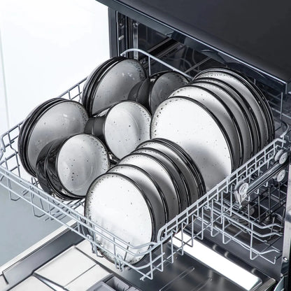 "Chic" Kollektion | 16/24-tlg. Geschirr Set | Weiß, Schwarz | Steingut - Töpferkunst | Steingut Geschirrsets