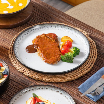 "Chic" Kollektion | 16/24-tlg. Geschirr Set | Weiß, Schwarz | Steingut - Töpferkunst | Steingut Geschirrsets