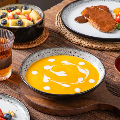 "Chic" Kollektion | 16/24-tlg. Geschirr Set | Weiß, Schwarz | Steingut - Töpferkunst | Steingut Geschirrsets