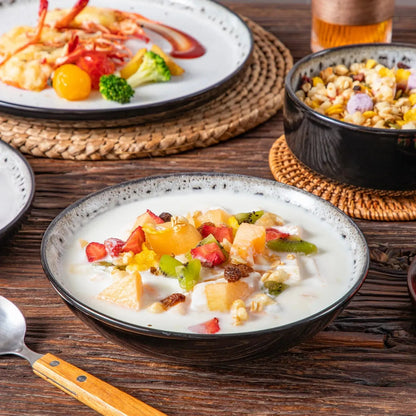 "Chic" Kollektion | 16/24-tlg. Geschirr Set | Weiß, Schwarz | Steingut - Töpferkunst | Steingut Geschirrsets