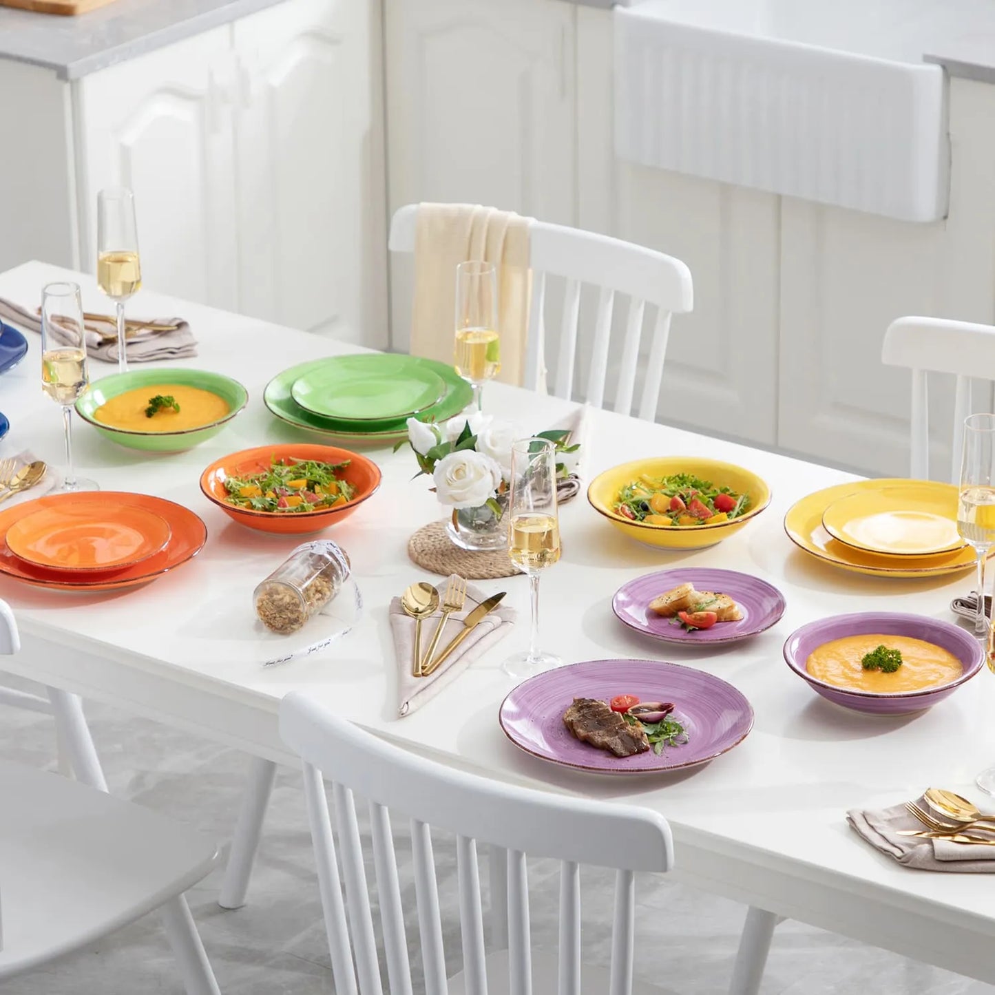 "Circle" collection | 18/36-piece tableware set | Colorful | Stoneware