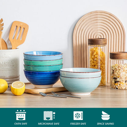 "Circle" Kollektion | 6/12/18-tlg. Schüssel Set | Blautöne | Steingut - Töpferkunst | Steingut Geschirrsets