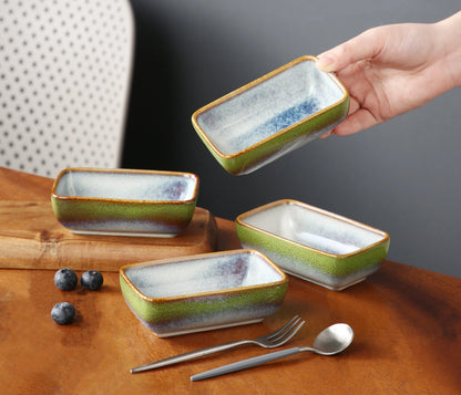 "Color square" Kollektion | 4/8/12-tlg. Dipschalen Sets | Grün/Grau | Steingut - Töpferkunst | Steingut Geschirrsets