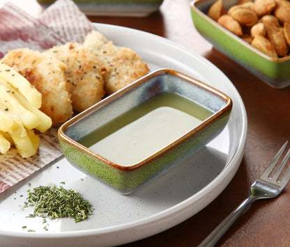 "Color square" Kollektion | 4/8/12-tlg. Dipschalen Sets | Grün/Grau | Steingut - Töpferkunst | Steingut Geschirrsets