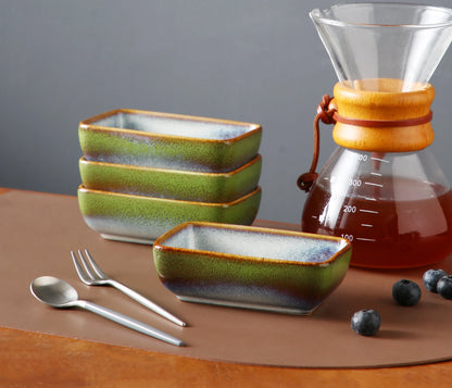 "Color square" Kollektion | 4/8/12-tlg. Dipschalen Sets | Grün/Grau | Steingut - Töpferkunst | Steingut Geschirrsets