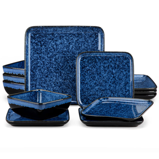 "Color square" Kollektion | 12/24/36-tlg. Geschirr Set | Blau | Steingut