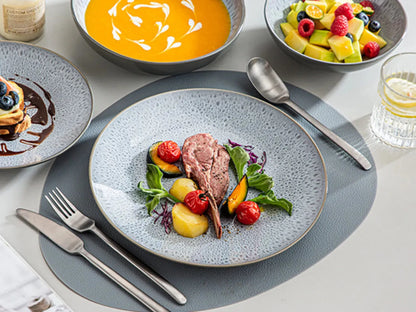 "Elegance" Kollektion | Geschirr Set 16/32/48-tlg. | grau | Steingut - Töpferkunst | Steingut Geschirrsets