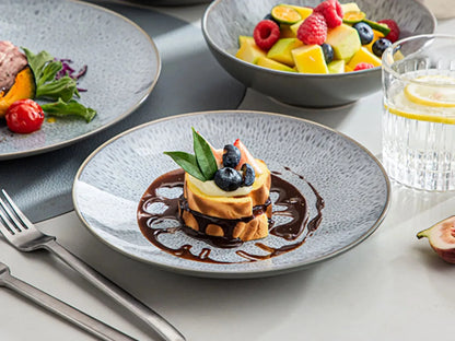 "Elegance" Kollektion | Geschirr Set 16/32/48-tlg. | grau | Steingut - Töpferkunst | Steingut Geschirrsets