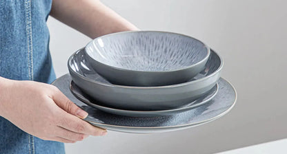 "Elegance" Kollektion | Geschirr Set 16/32/48-tlg. | grau | Steingut - Töpferkunst | Steingut Geschirrsets