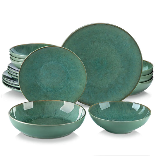 "Elegance" collection | Tableware set 16/32/48 pcs. | green | stoneware