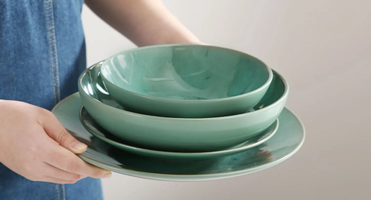 "Elegance" collection | Tableware set 16/32/48 pcs. | green | stoneware