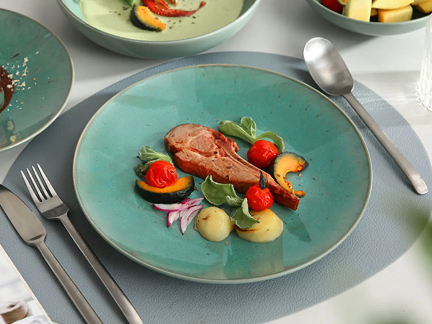 "Elegance" collection | Tableware set 16/32/48 pcs. | green | stoneware