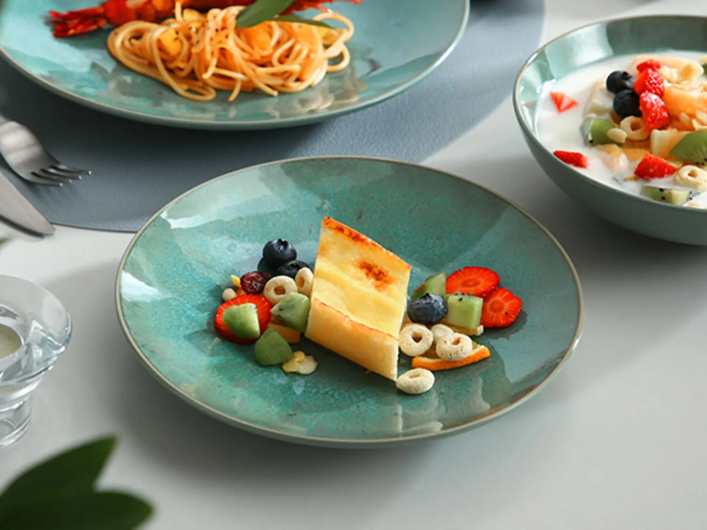 "Elegance" collection | Tableware set 16/32/48 pcs. | green | stoneware