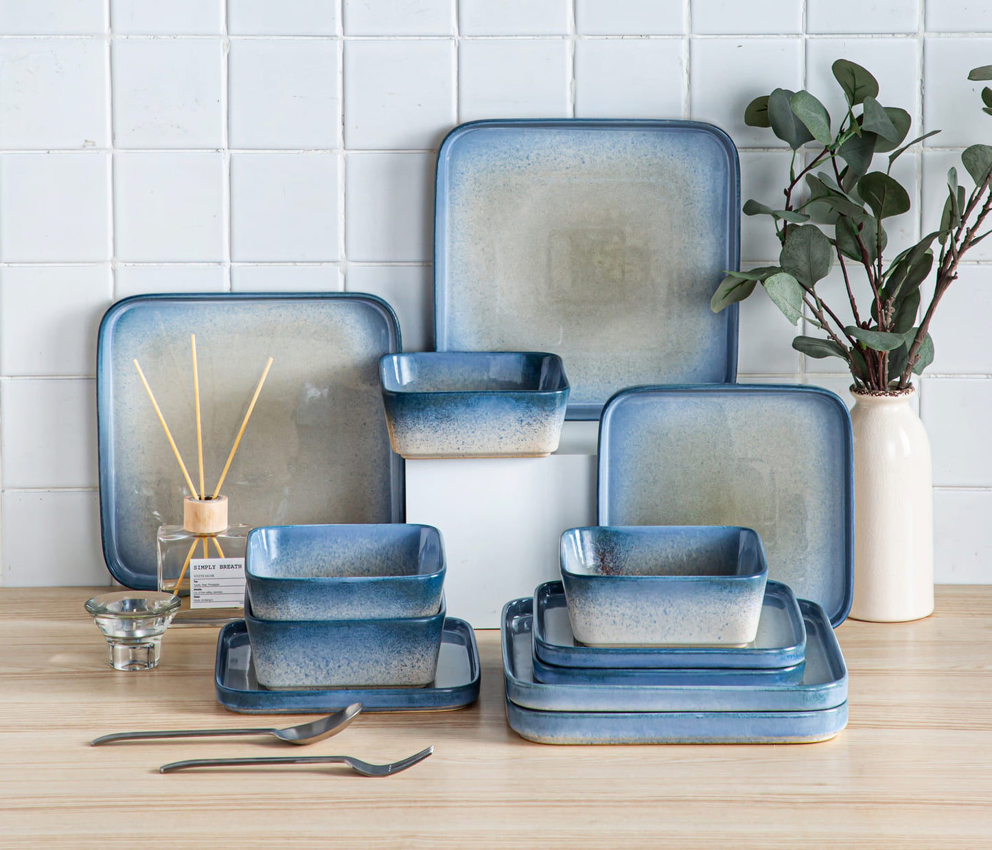 "Color" collection | 16/32/48-piece tableware set | Blue | Stoneware